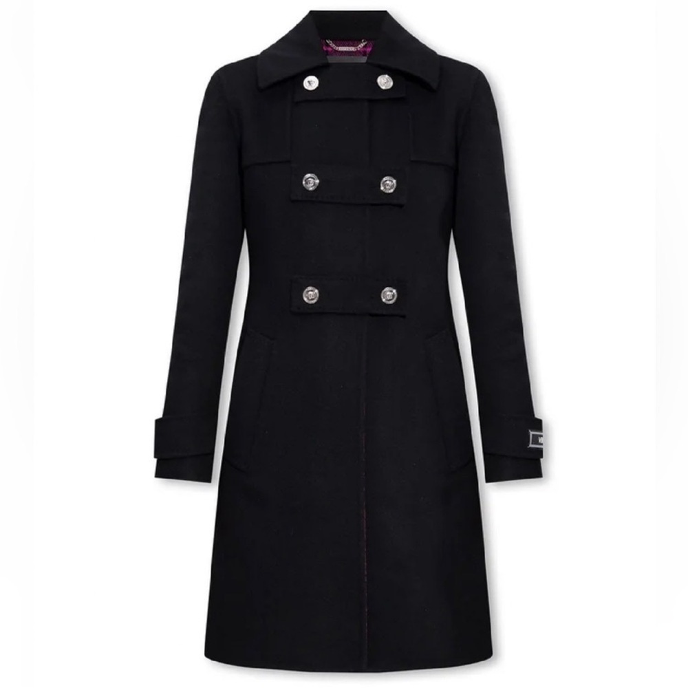 Versace Double Breasted Felt Wool Coat Size 46